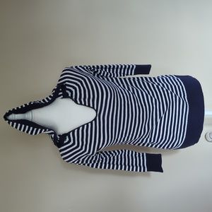 Gap Striped Hooded Uniform Sweater SMALL TALL Navy Blue White